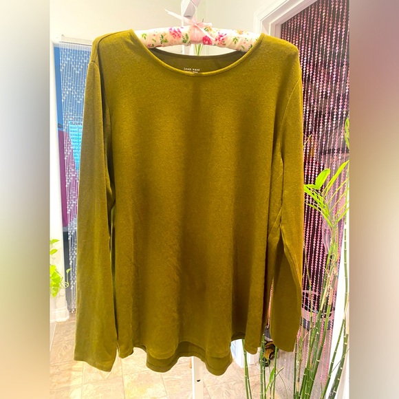 Joan Vass Tops - JOAN VASS OLIVE LONG SLEEVE TOP
